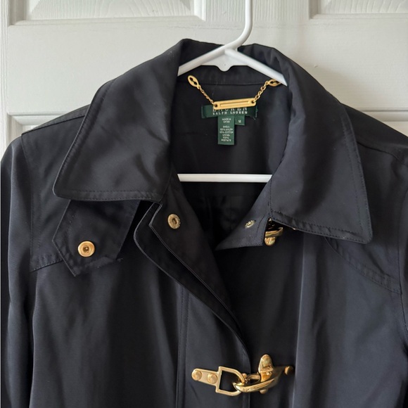 Ralph Lauren Black Trench Rain Jacket with Gold Accents, M - Picture 4 of 8
